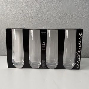 Circleware Stemless Champagne Flute Glasses Set of 4